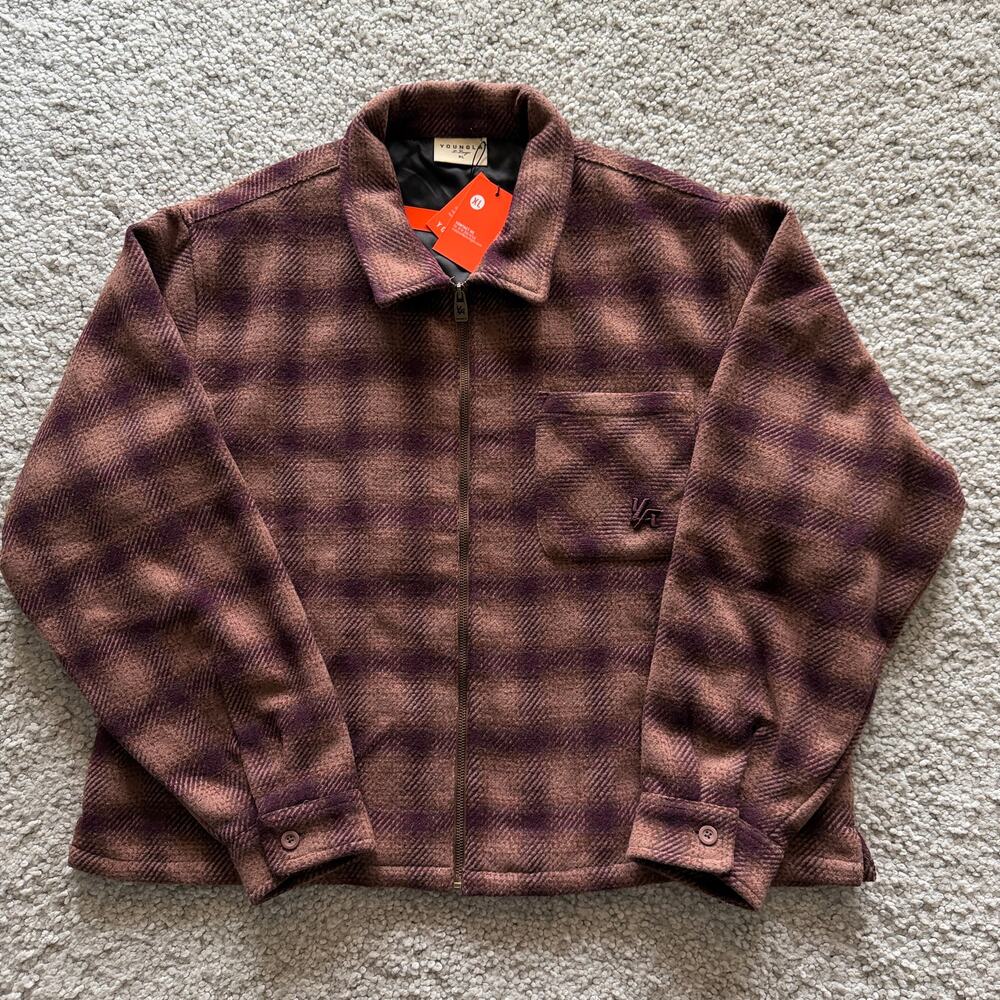 Men's YoungLA 5002 Highlander Flannel Jackets(Sold Out), XL, NWT, Burgundy/Rust